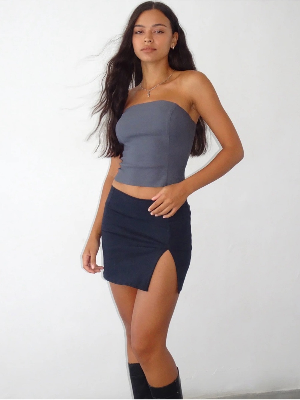 Motel Rocks Black Mini Skirt with Side Slit